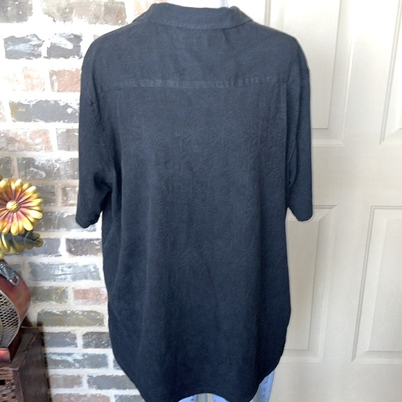 Island Republic 100% Silk Palm Tree Printed Jacquard Button Up Camp Shirt - Picture 4 of 11